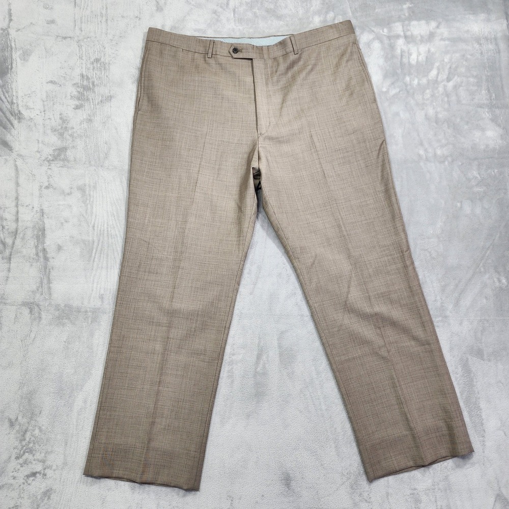 NEW Tommy Hilfiger Pants Mens 46x32 Beige Trim Fit Wool Dress Lined Big & Tall
